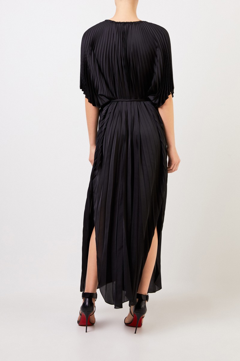 Stella McCartney Langes Plissee-Kleid 'Nowra' Schwarz