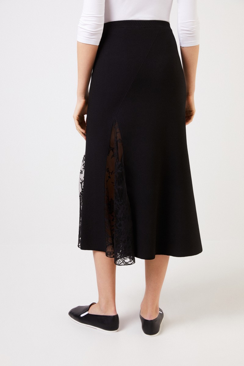Givenchy Midirock mit Lace-Einsatz Schwarz