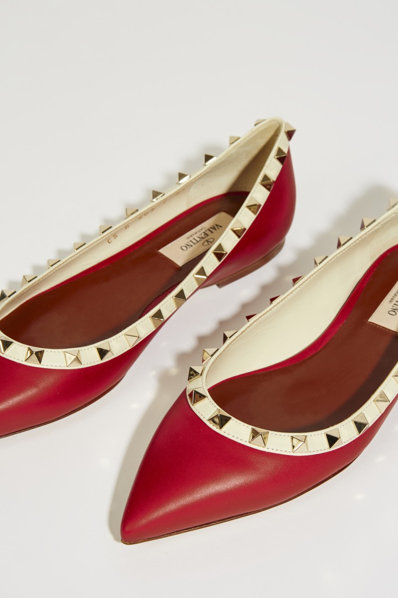 Nietenbesetzte Flats 'Rockstud' Rot