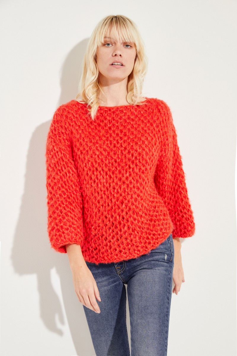 Grobstrick-Pullover 'Swantje' Rot