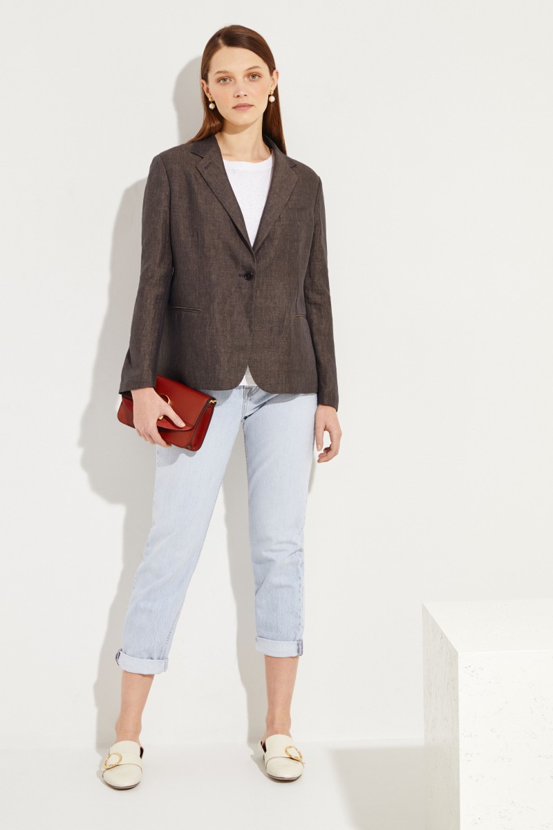 Leinen-Blazer Braun