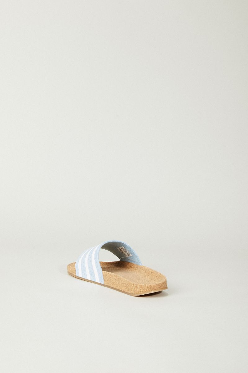 Flats 'Adilette Cork' Hellblau/Weiß