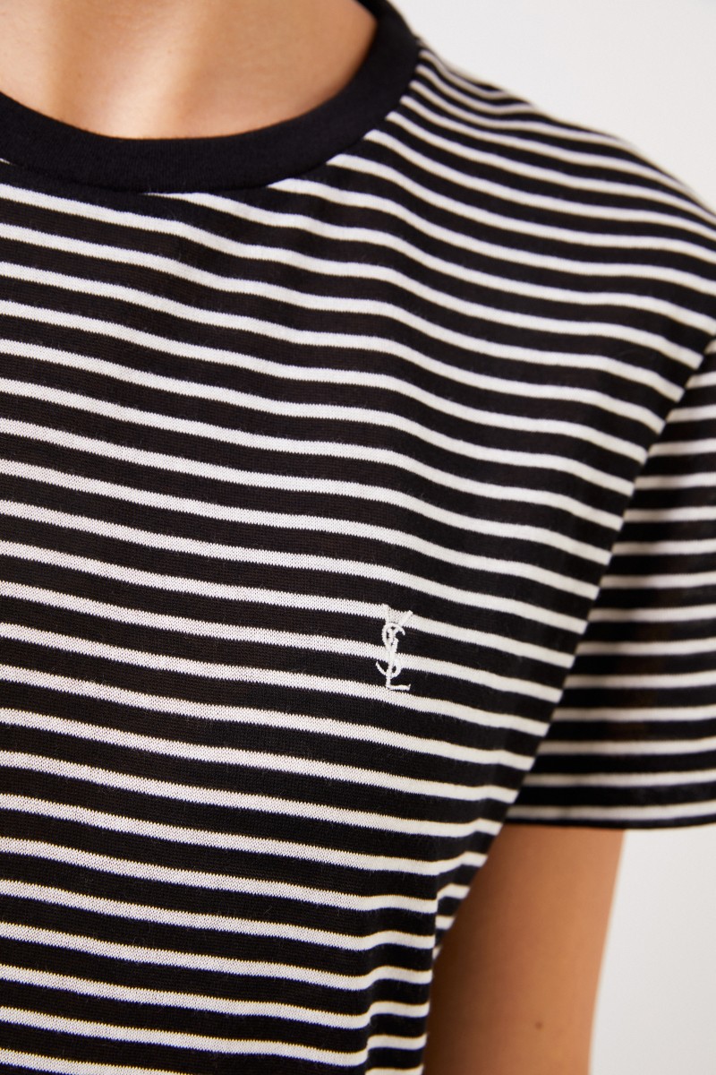 Saint Laurent T-Shirt mit Streifen Schwarz/Weiß
