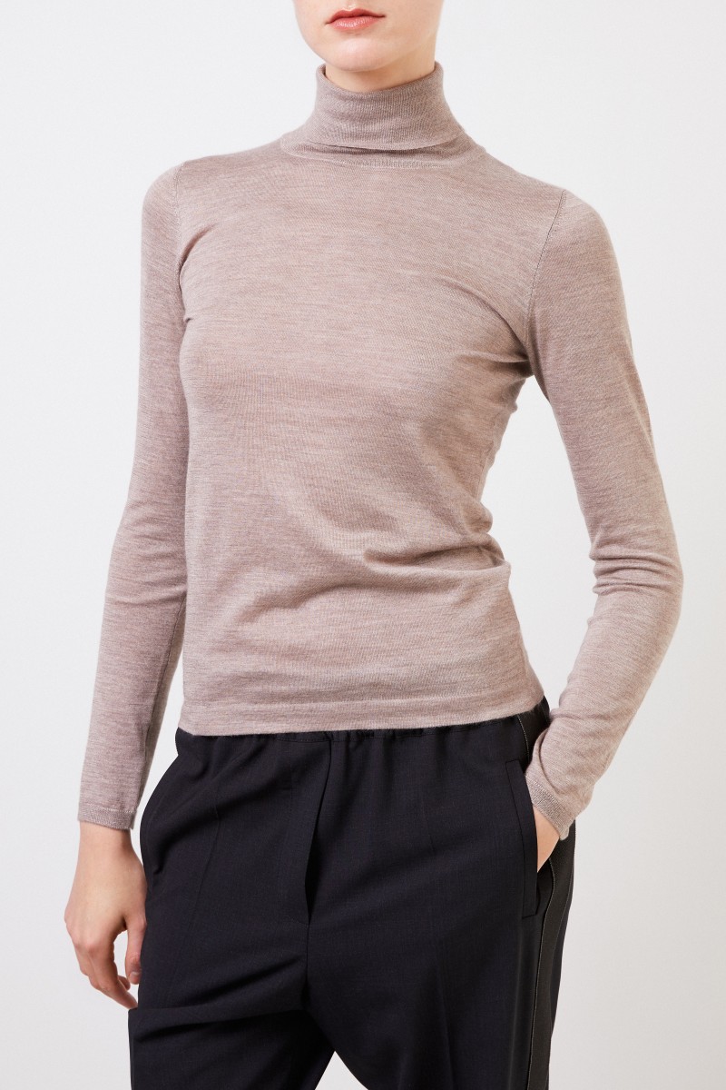 Brunello Cucinelli Cashmere-Seiden-Rollkragenpullover Taupe