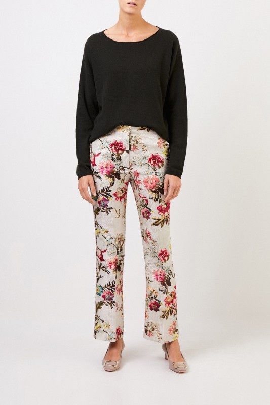 Etro Hose mit floralem Print Beige/Multi