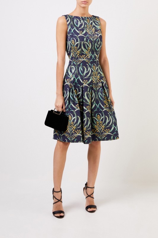 Cocktailkleid mit floralem Muster Blau/Multi