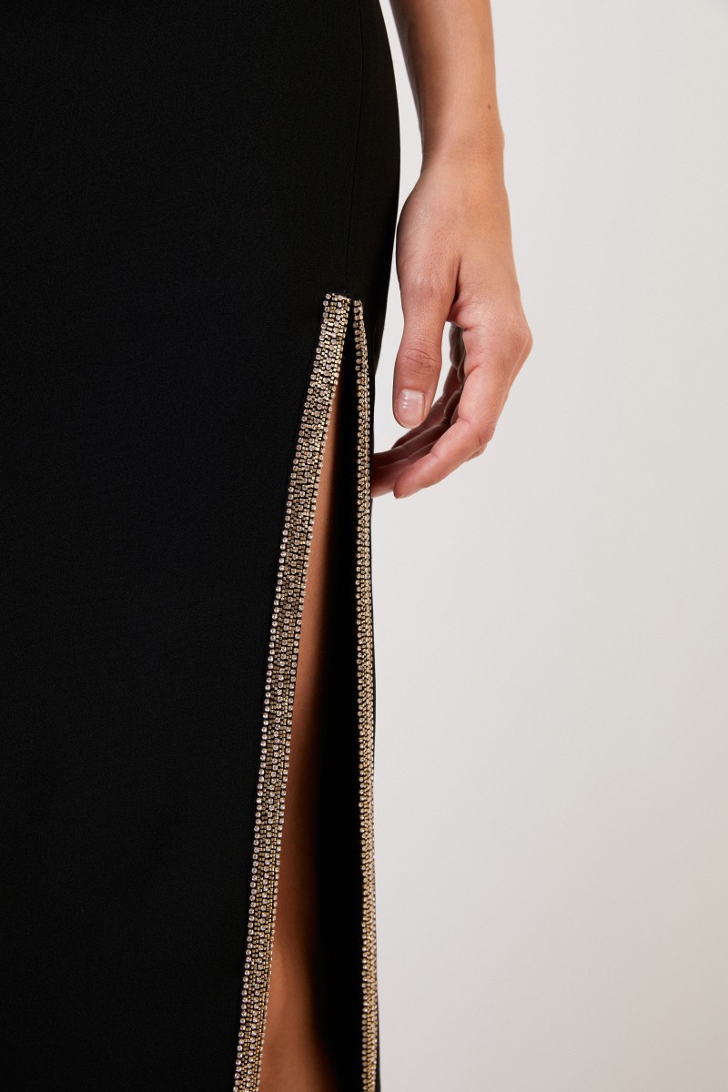Stella McCartney Langes Abendkleid mit Schlitz Schwarz