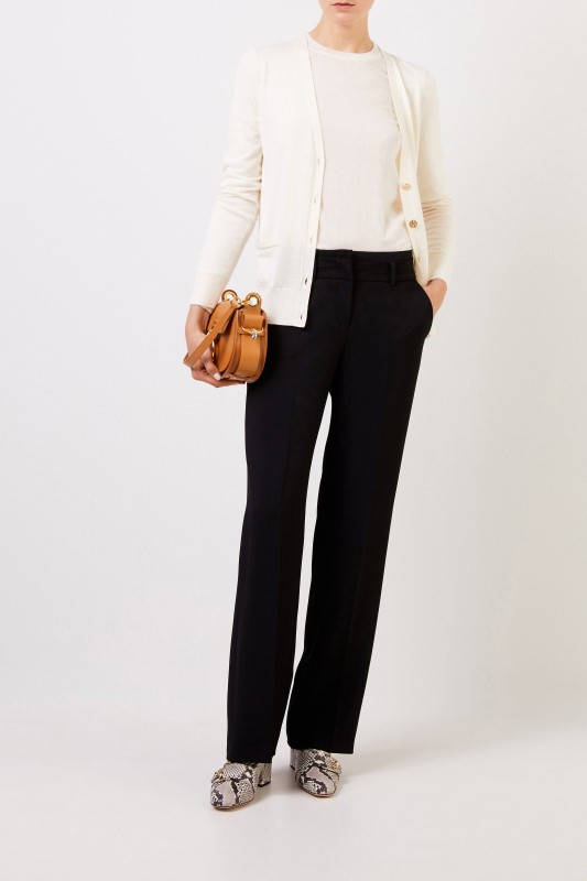 Tory Burch Woll-Cardigan 'Madeline' mit Logo-Knöpfen Crème