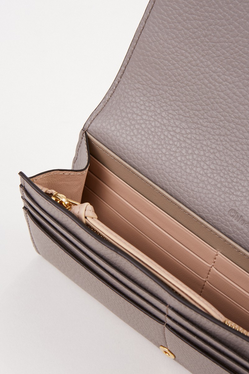 Chloé Leder-Portemonnaie ' Alphabet' Cashmere Grey