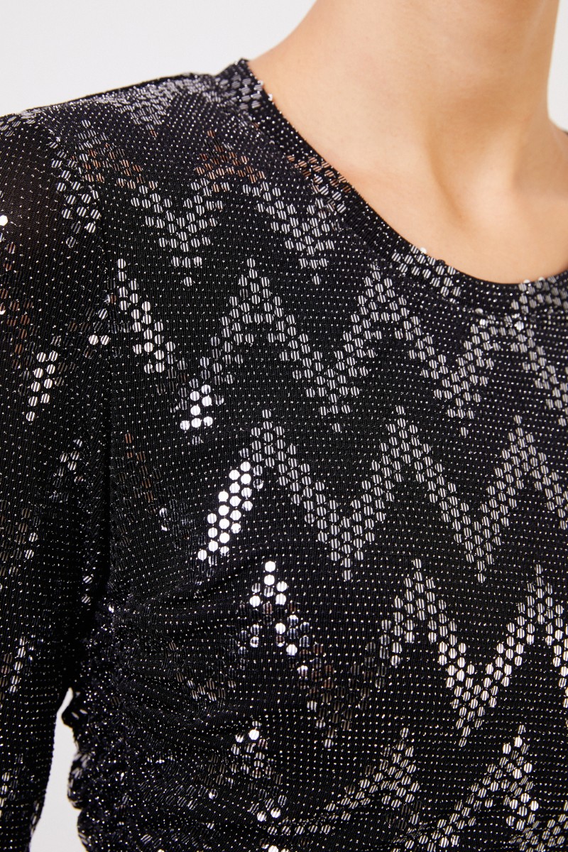 Kleid mit Paillettendetails Schwarz/Silber