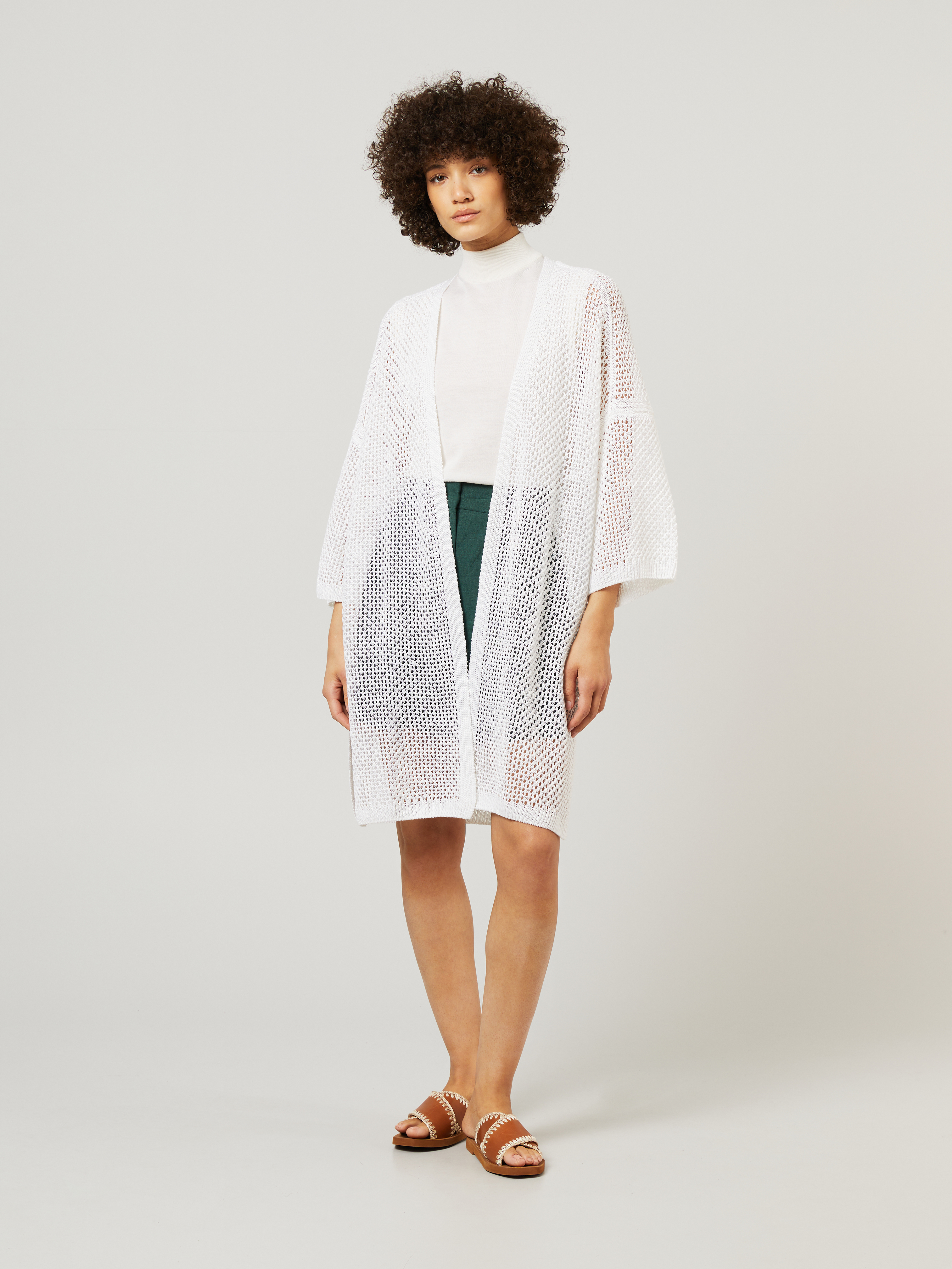white linen cardigan