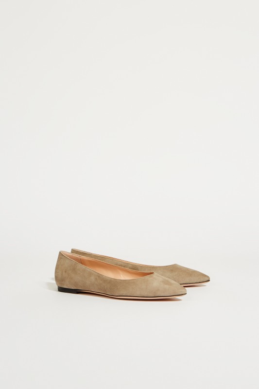 Spitzer Veloursleder-Flat 'Evonya' Taupe