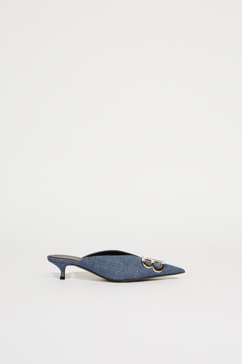 Pantolette mit Kitten-Absatz Blau