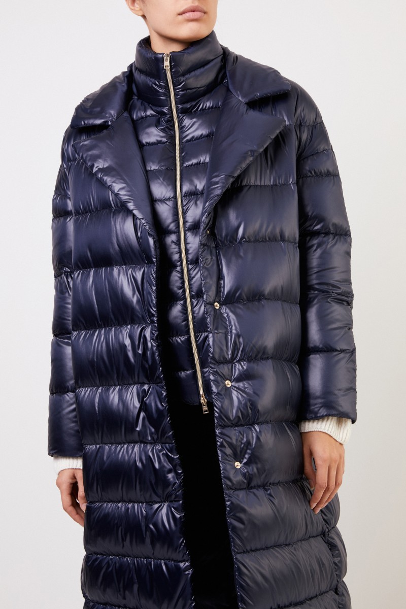Herno Langer Daunenmantel Marineblau