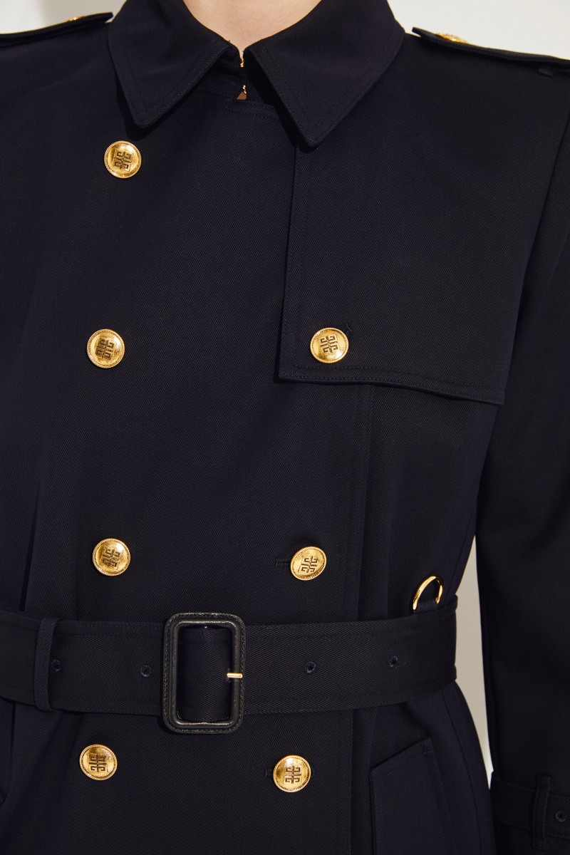 Givenchy Baumwoll-Trenchcoat mit Logo-Knöpfe Blau