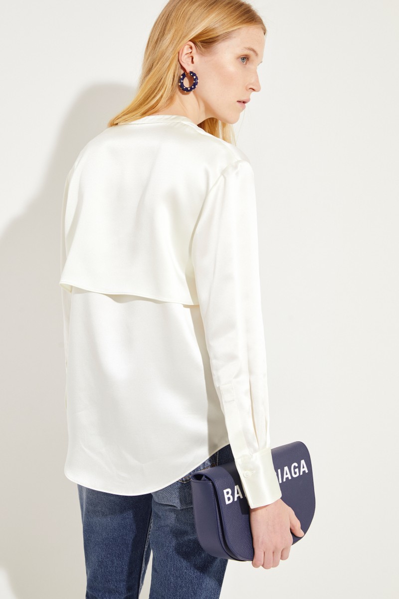 Seiden-Bluse 'Rand' mit Glanz Ecru