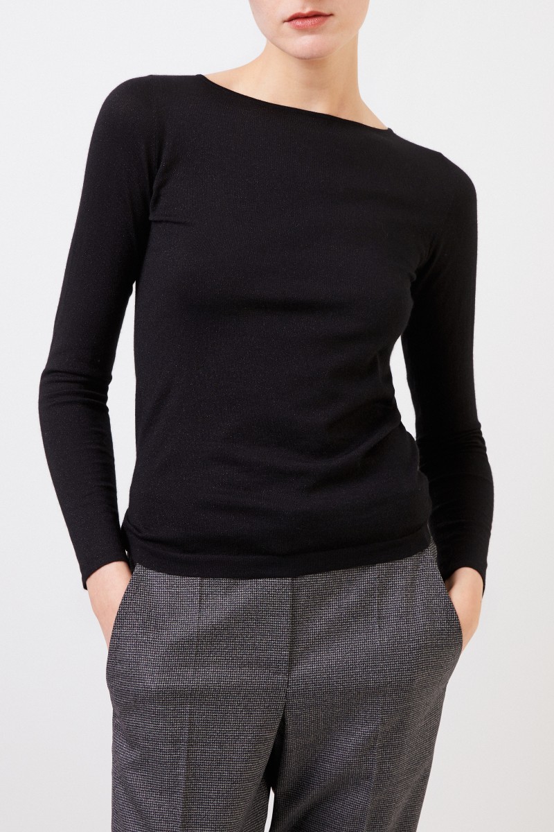 Brunello Cucinelli Feiner Alpaca-Pullover mit Lurexdetails Schwarz