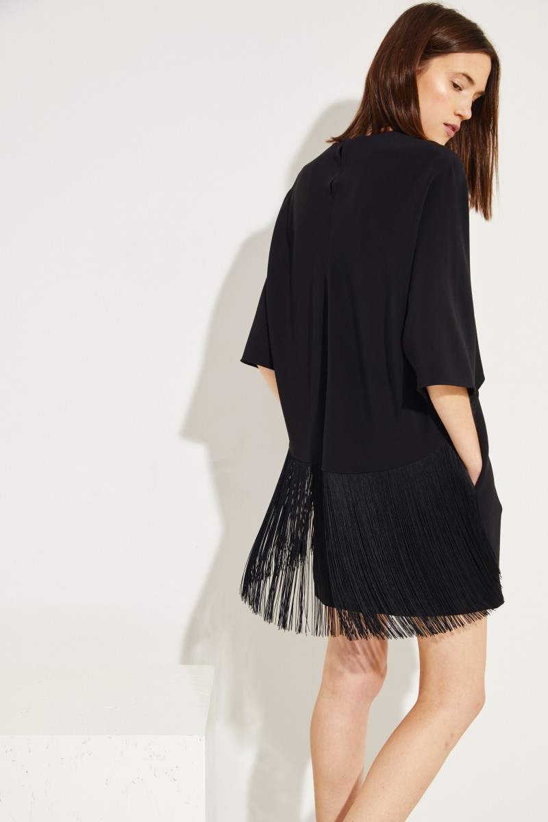 Stella McCartney Kleid mit Fransen Schwarz