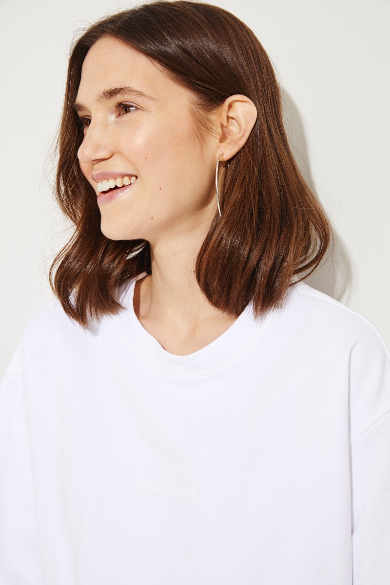 Gecropptes Baumwoll-Sweatshirt Weiß
