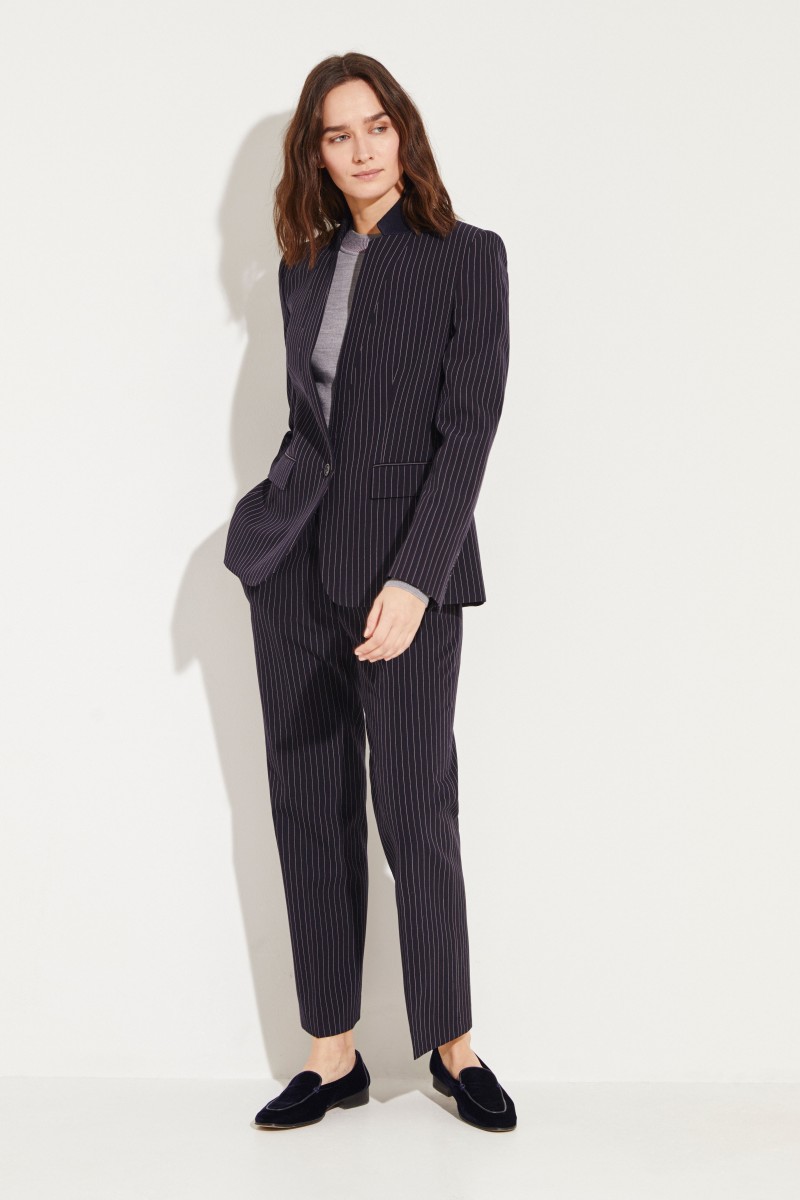 Wool pants with pinstripe Blue