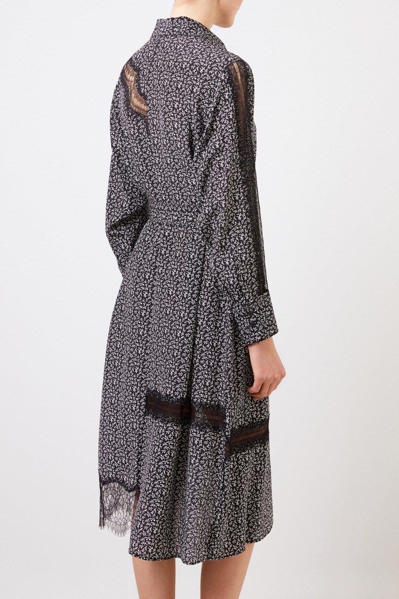 Seiden-Hemdblusenkleid 'Claude' mit Spitzendetails Multi