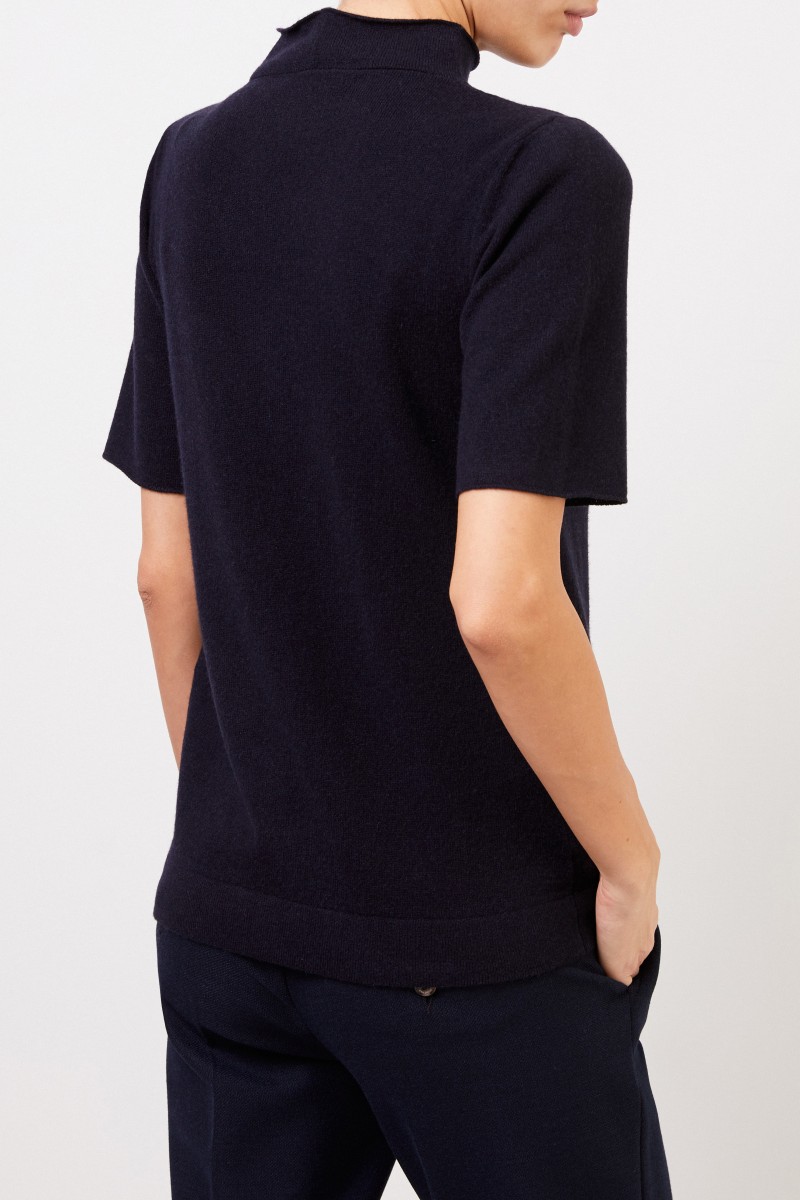Fabiana Filippi Kurzarm Woll-Seiden-Pullover Marineblau