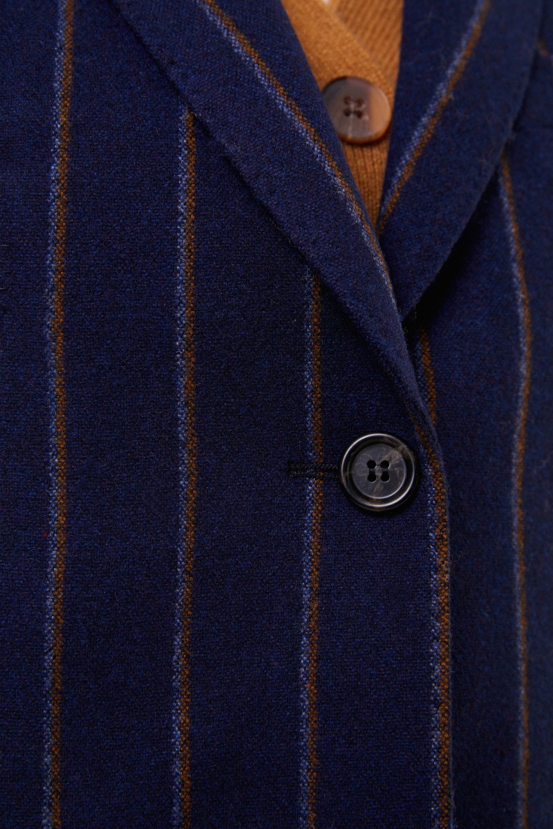 Aspesi Woll-Cashmere-Blazer mit Streifen Marineblau