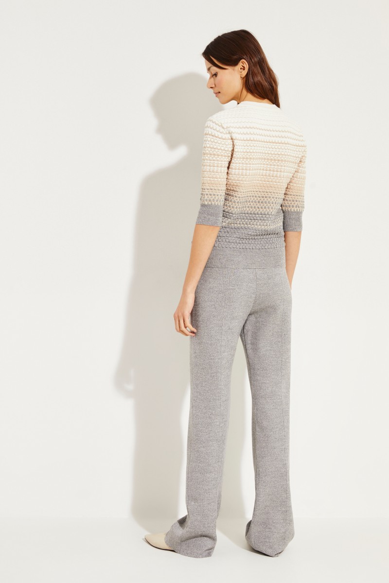 Strukturiertes Strick-Shirt Grau/Beige