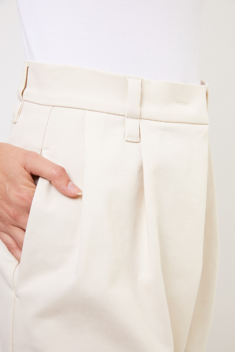 Brunello Cucinelli Baumwoll-Bundfaltenhose Beige