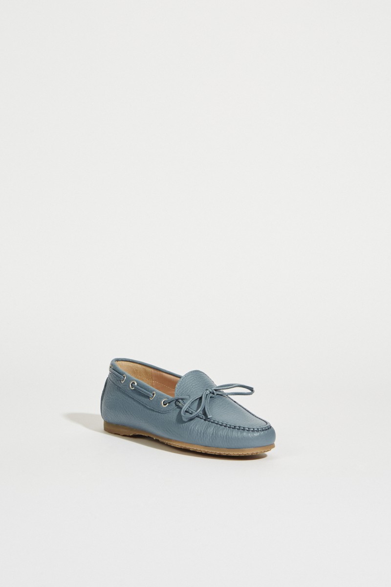 Leder-Schuh mit Schleife Blau