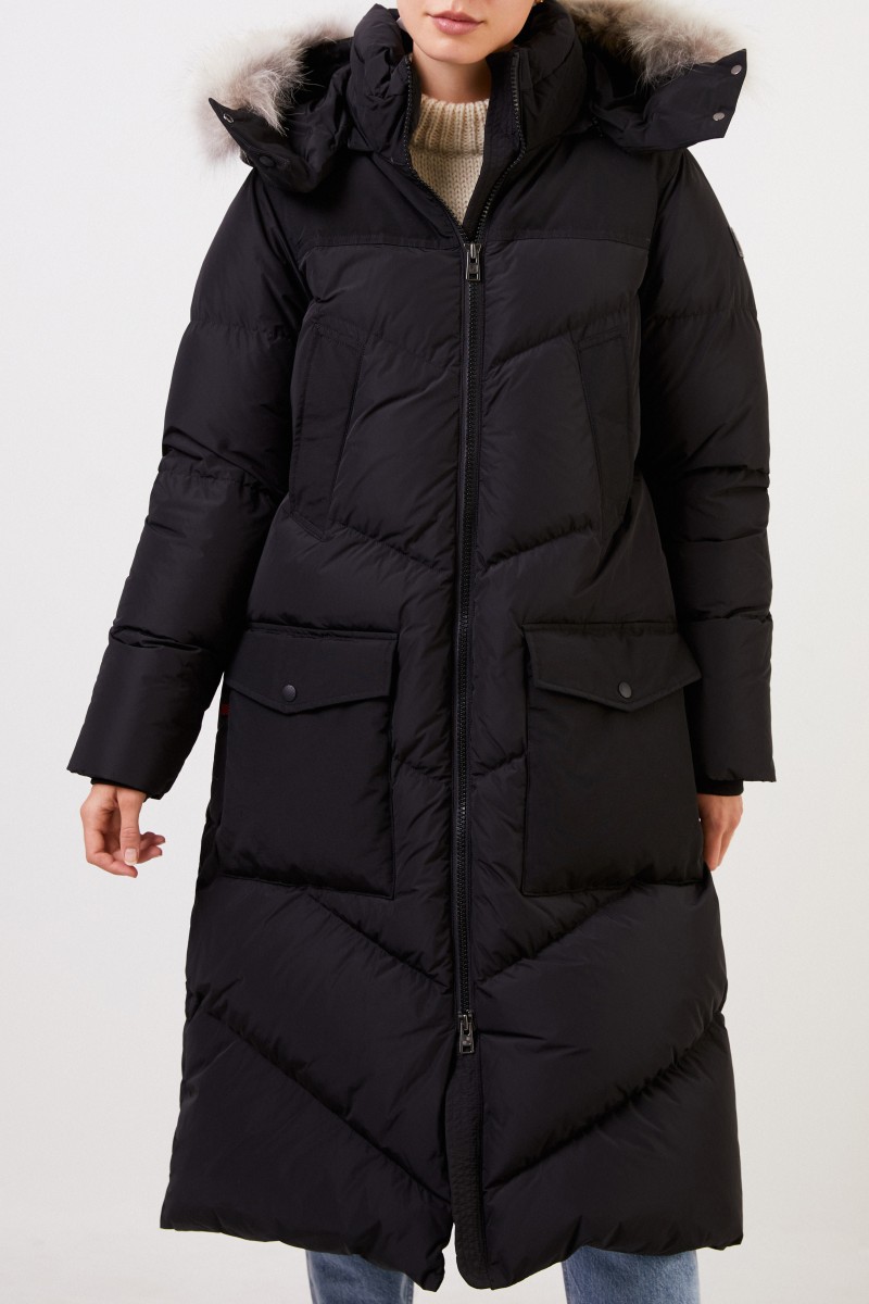 Woolrich Daunenparka 'Long Parka Coyote' mit Kapuze Schwarz