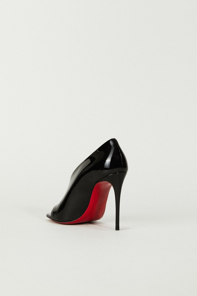 Lackleder-Peeptoe 'Phoebe' Schwarz