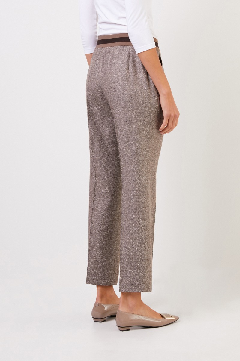 Gabardinehose 'Janna' mit Gummibund Natur