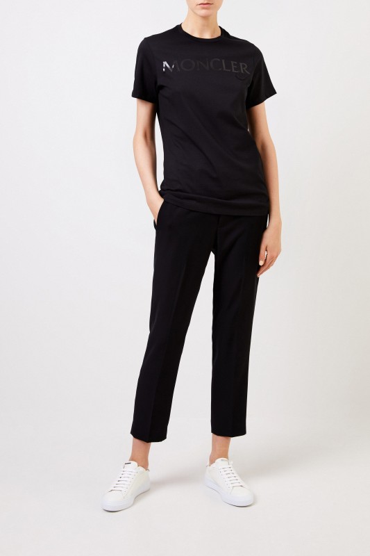 T-Shirt mit frontalem Logo-Detail Schwarz