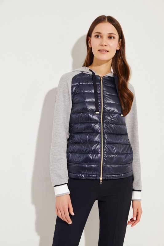 Sweatshirt mit Daunen-Element Blau/Grau