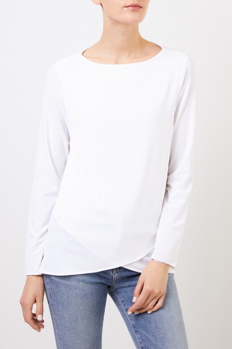 Longsleeve mit asymmetrischen Saumen Weiß