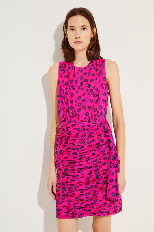 Gemustertes Seiden-Kleid 'Micah' Pink/Blau