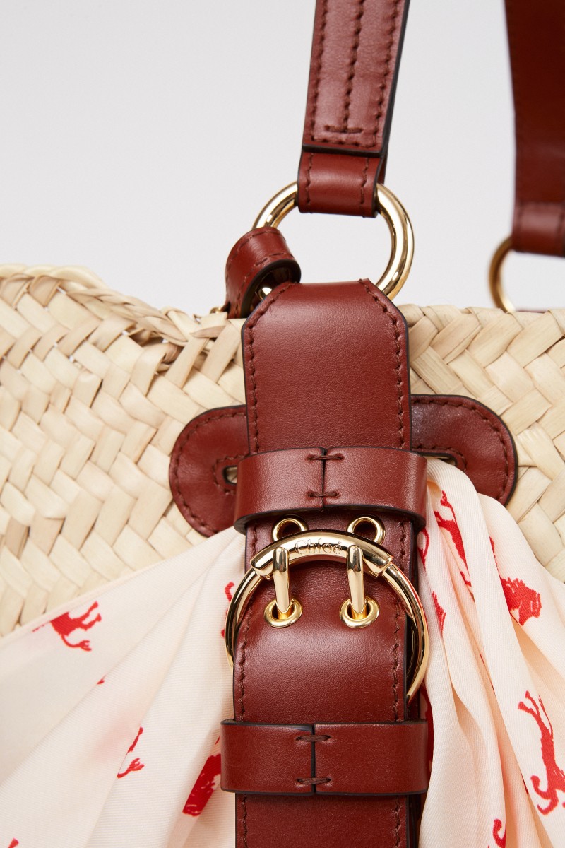 Korb-Tasche mit Tuch-Detail Multi