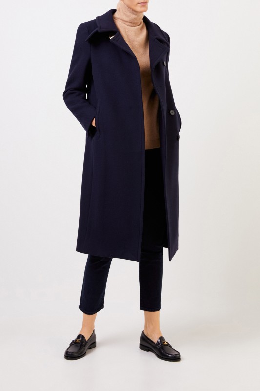 Stella McCartney Langer Woll-Mantel Blau