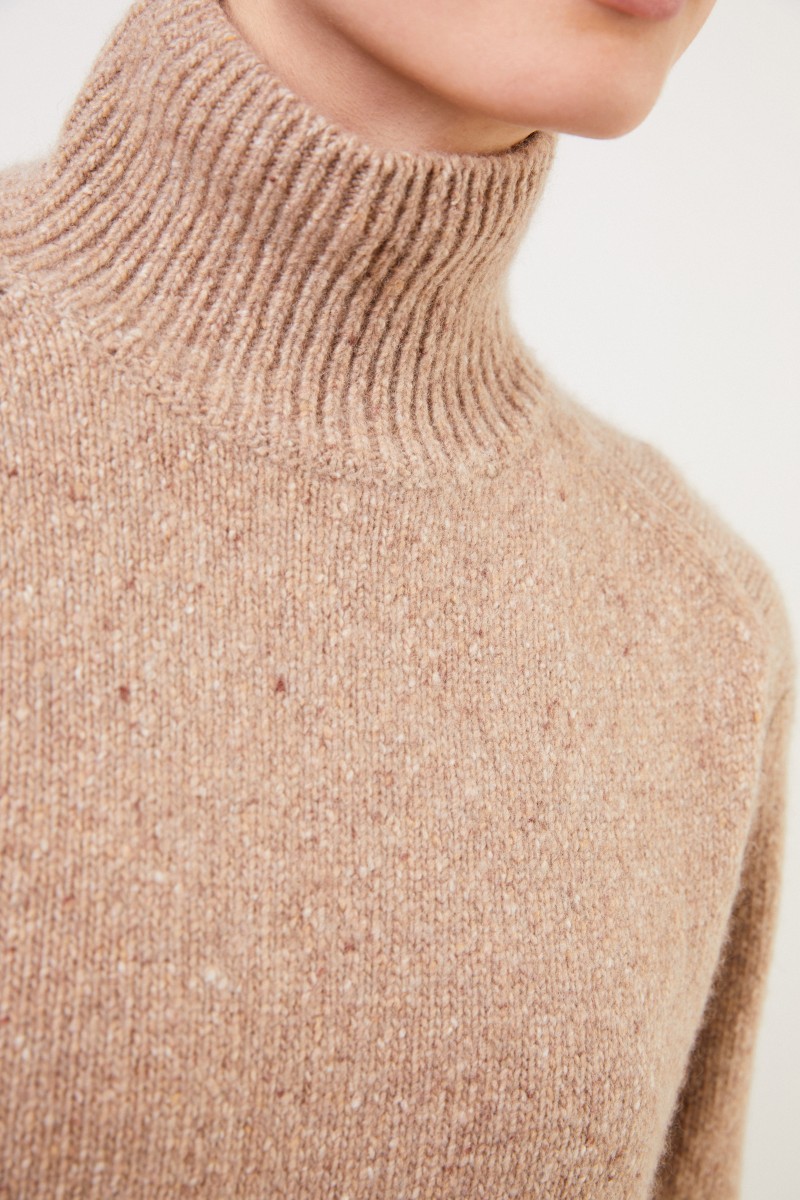 Vince Cashmere-Rollkragenpullover Beige Meliert
