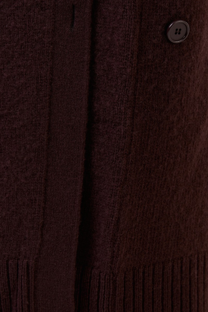Langer Woll-Cardigan Dunkelbraun