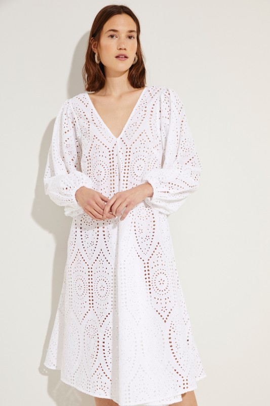 Kleid 'Falcon' mit Lochspitze Weiß