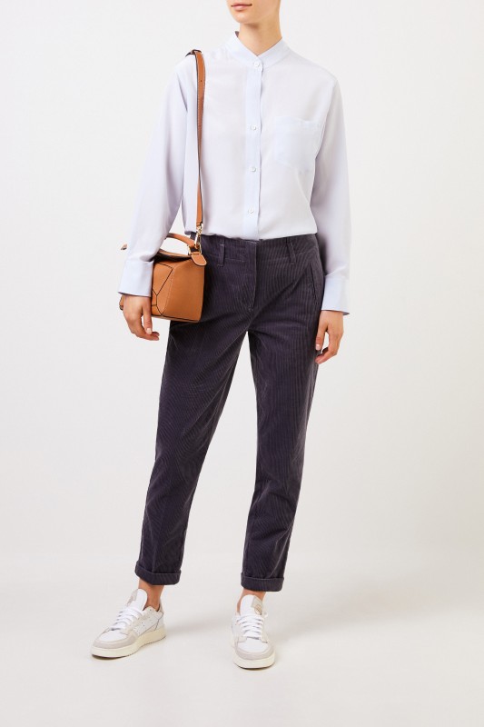 Robert Friedman Klassische Seidenbluse 'Natis' Hellblau