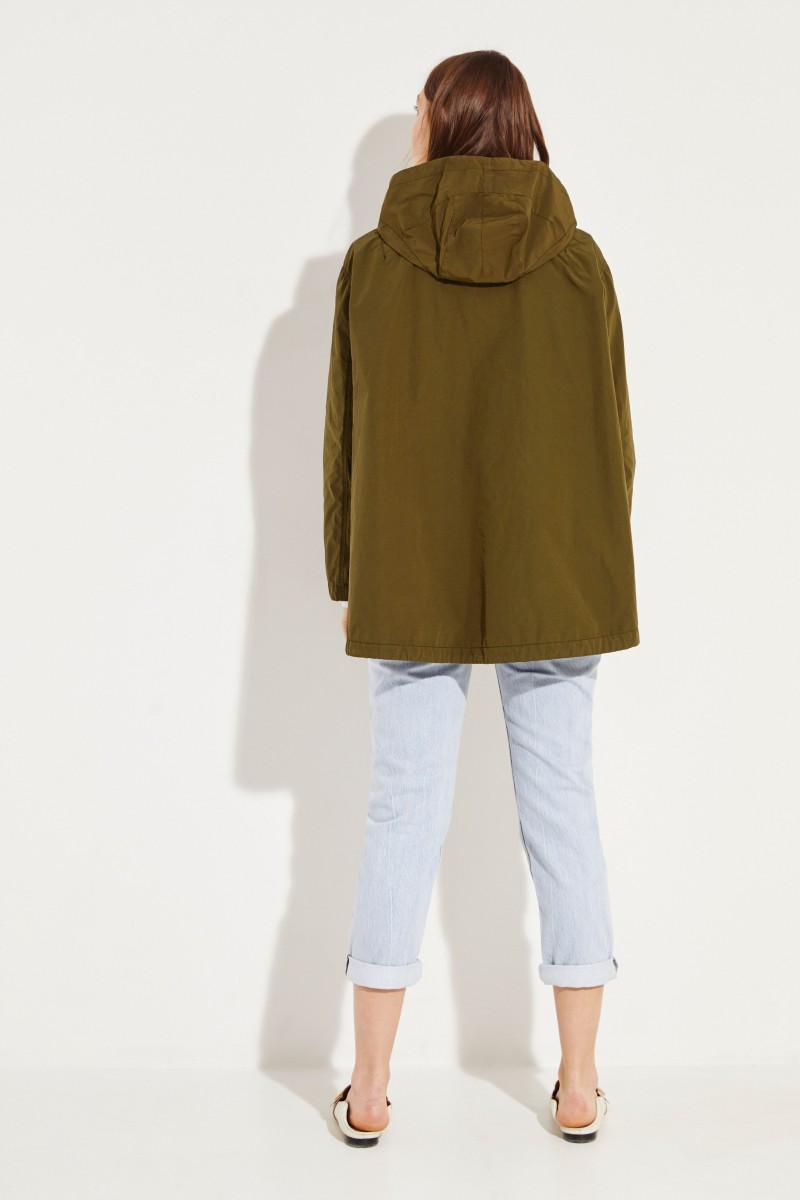Ausgestellter Parka mit Kapuze Oliv