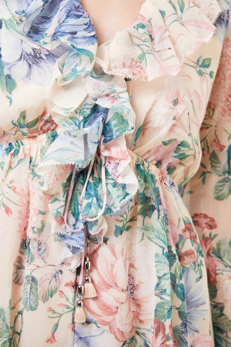 Baumwoll-Seiden-Jumpsuit mit Print Multi