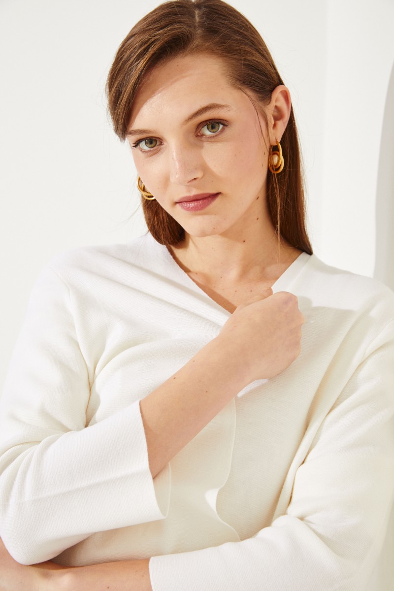 Woll-Cardigan 'Merino Milano' Crèmeweiß