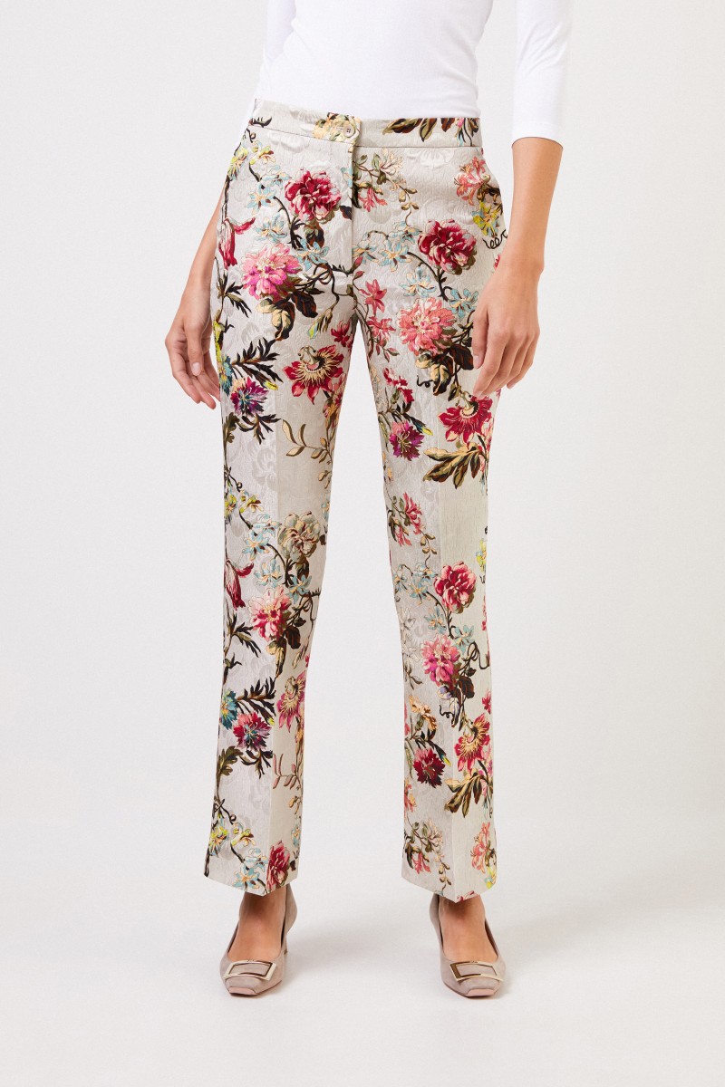 Etro Hose mit floralem Print Beige/Multi