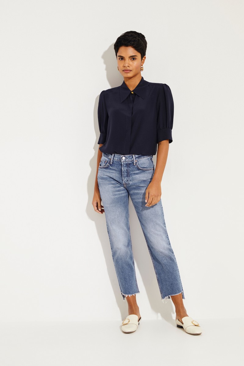 Jeans 'Helena' mit ausgestelltem Saum Blau