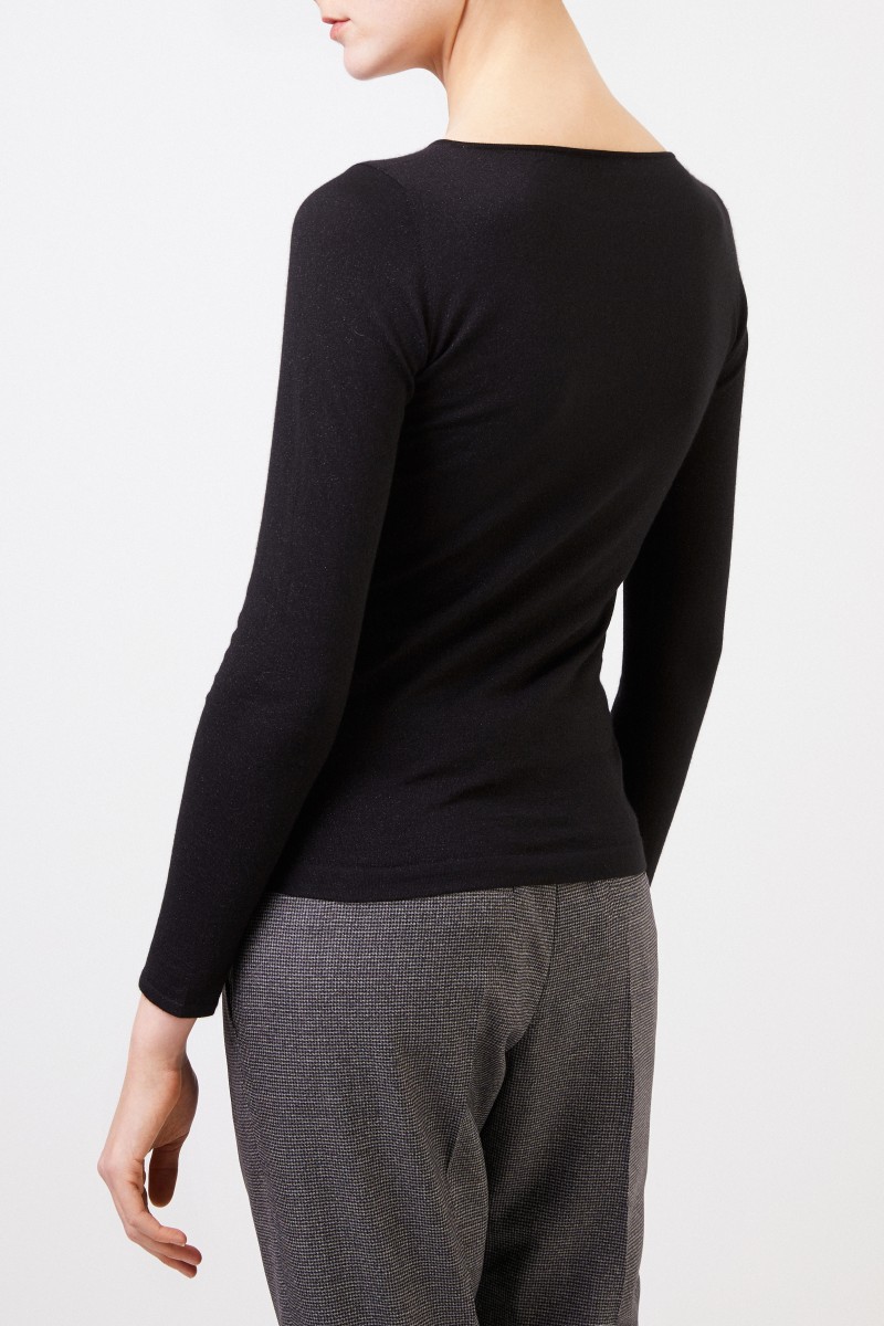 Brunello Cucinelli Feiner Alpaca-Pullover mit Lurexdetails Schwarz