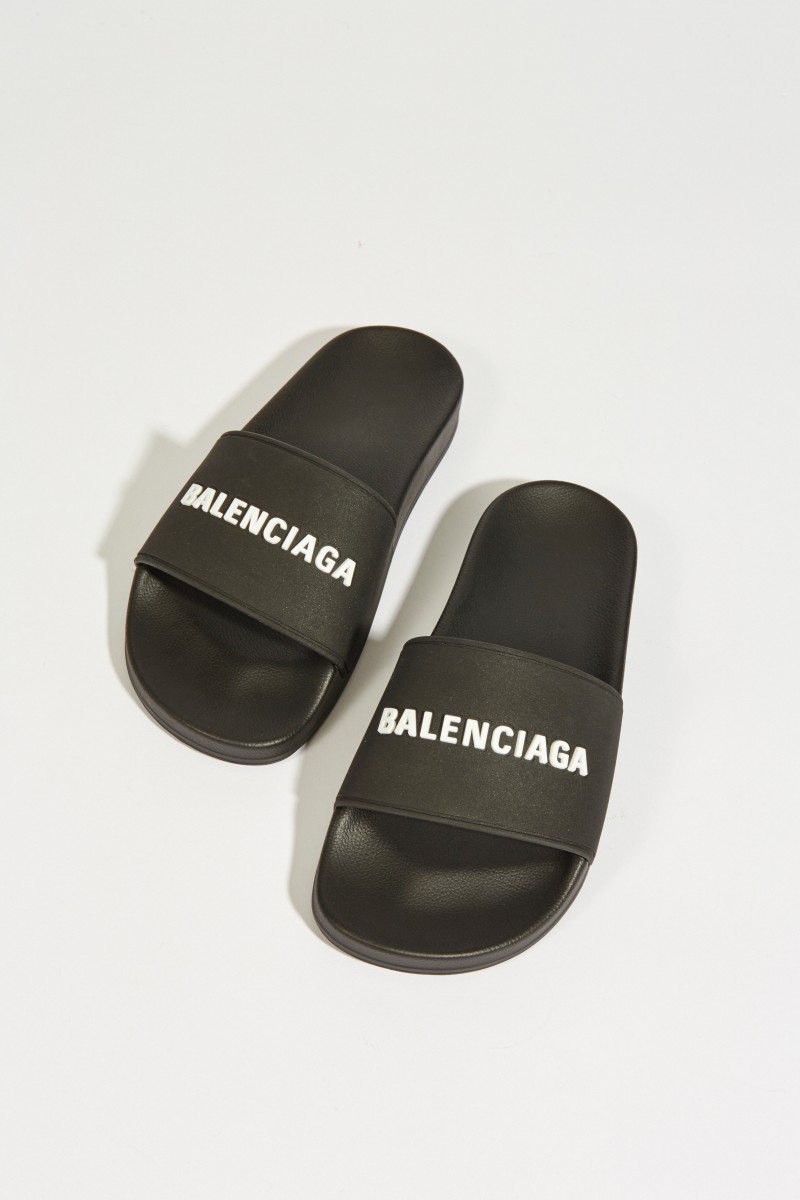 Sandale mit Logo-Schriftzug Schwarz/Weiß